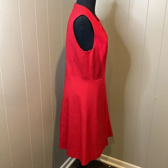 Z Elie Tahari Two Tone Red Midi Dress Size 10 With Gold Zipper Fit and Flare - Picture 4 of 9